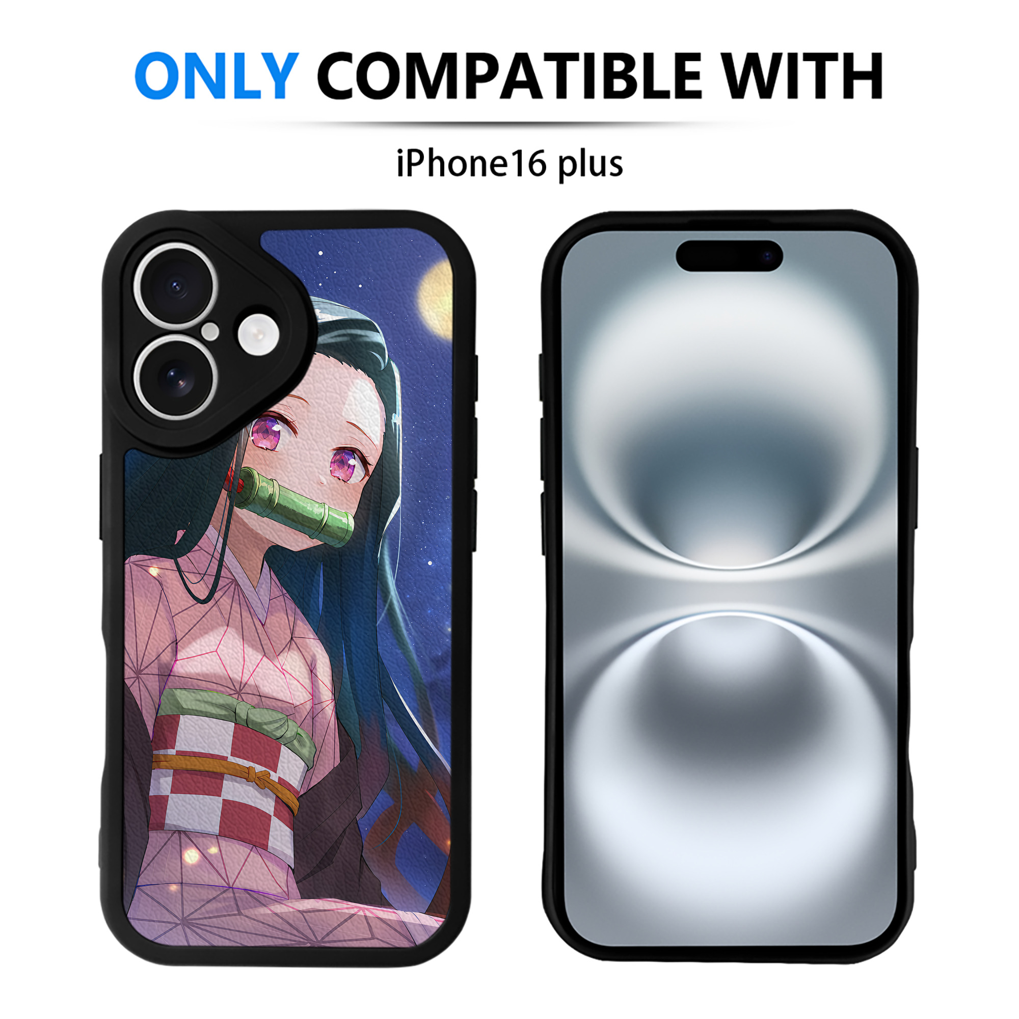 （画像用） 鬼滅の刃（きめつのやいば）竈門 禰󠄀豆子／かまど ねずこ Kamado Nezuko 【iPhone 16シリーズ対応】シリコンスマホケース（レザー調） 材質：シリコン